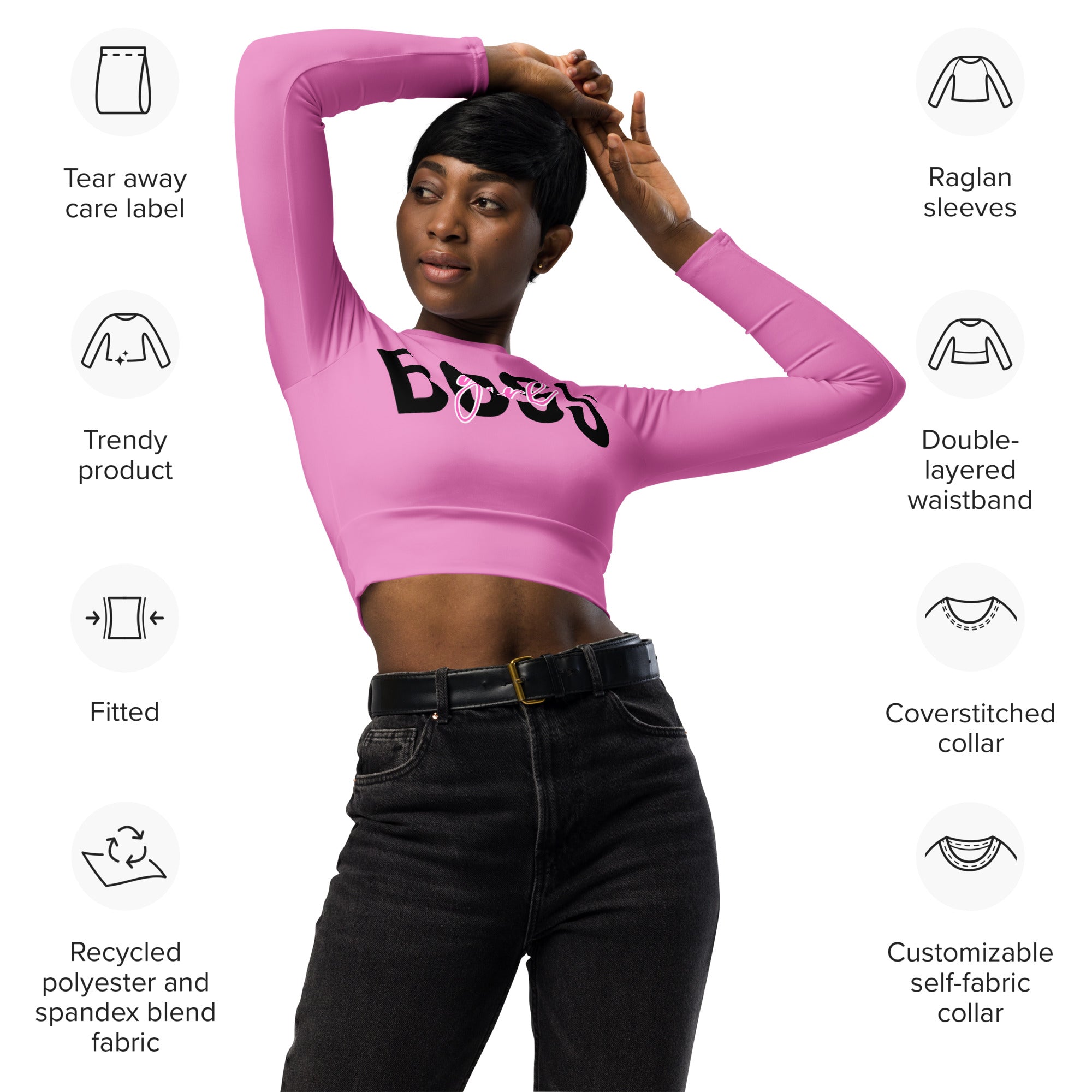 SHE REBEL - Girl Boss Recycled Crop Top UPF 50+